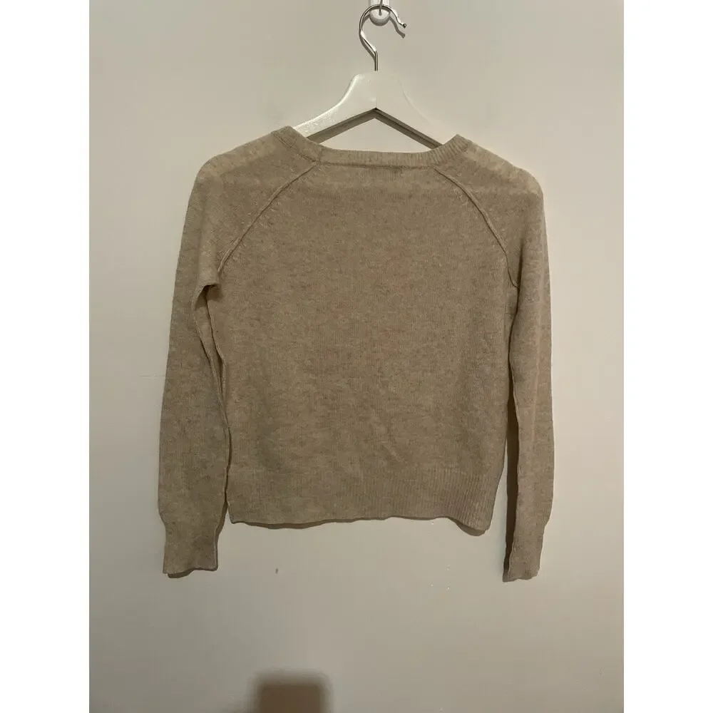 Sea Bleu Womens Cashmere Knit Crewneck Sweater Top Tan‎ Size XS
